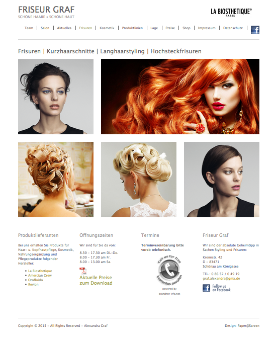 homepagegestaltung friseur alexandra graf